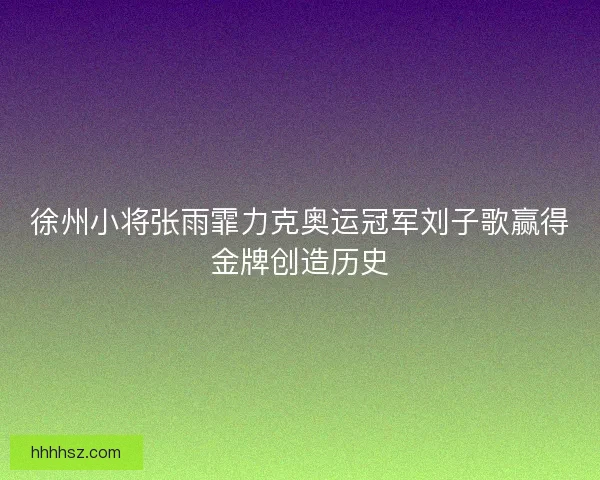 徐州小将张雨霏力克奥运冠军刘子歌赢得金牌创造历史